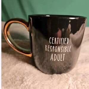 Be Our  Guest Black/Golden Handle “certified Responsible Adult” Coffee Mug